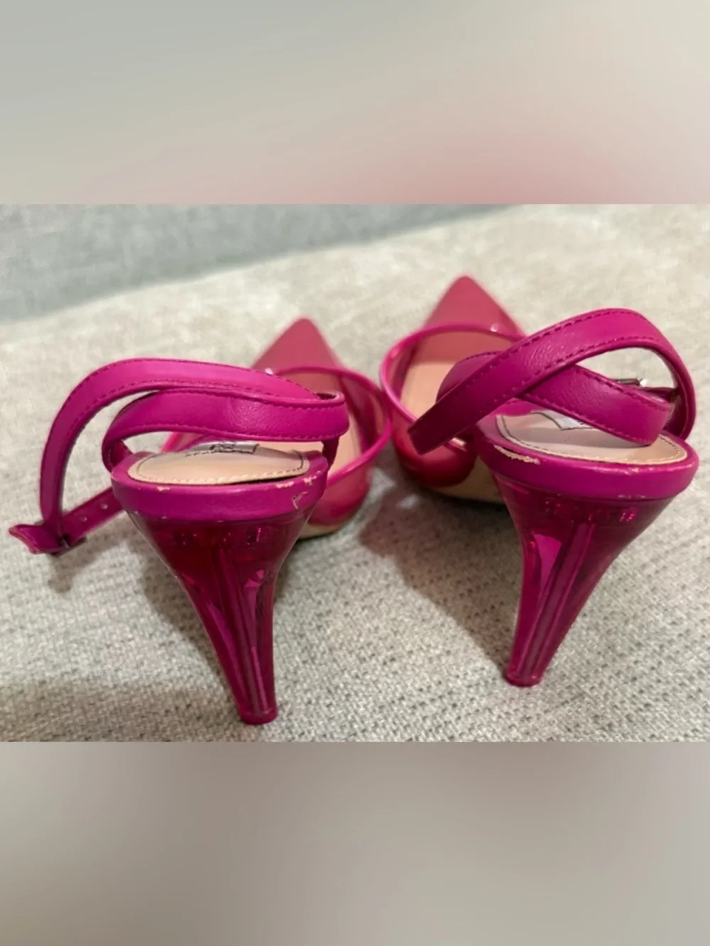 Steve Madden Hot Pink Patent D'Orsay Ankle-Strap Pumps
